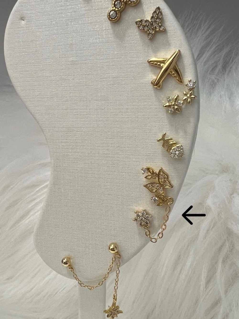 Gold Butterfly with Chain Earrings ONLY ONE PIECE
